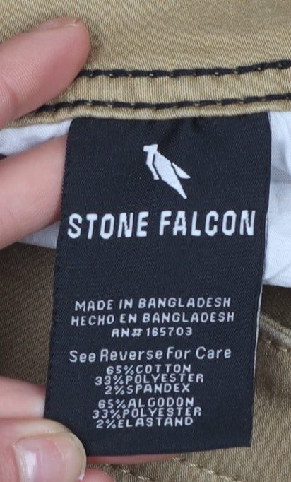 Stone Falcon Men's Beige Slim Fit 36/30 Straight Jeans