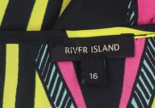 River Island Womens Multicoloured Size 16 Sleeveless Shift Dress