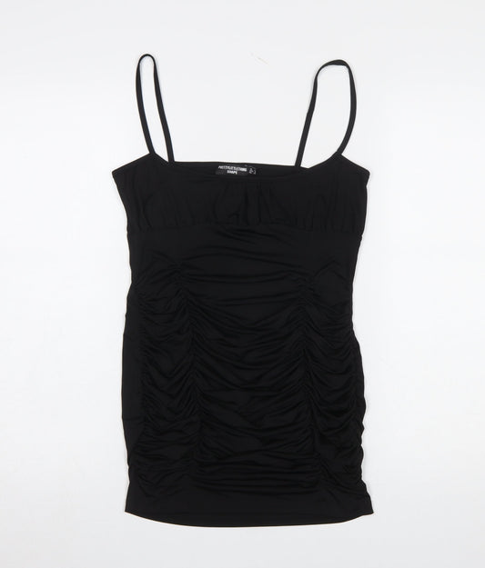 PrettyLittleThing Women Black Size 10 Bodycon Ruched Dress