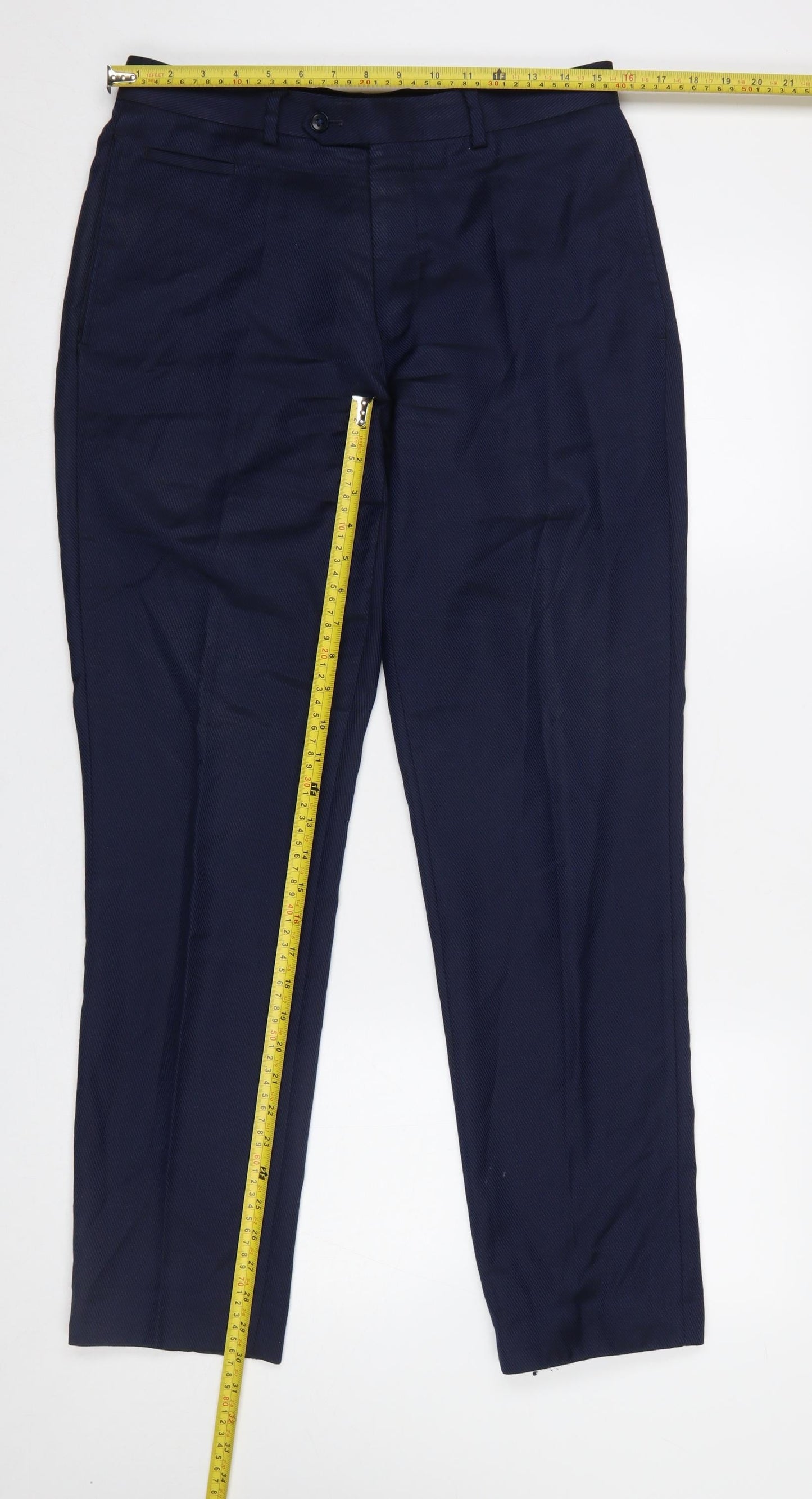 Remus Uomo Men's Blue 32R Slim Fit Wool Blend Dress Trousers