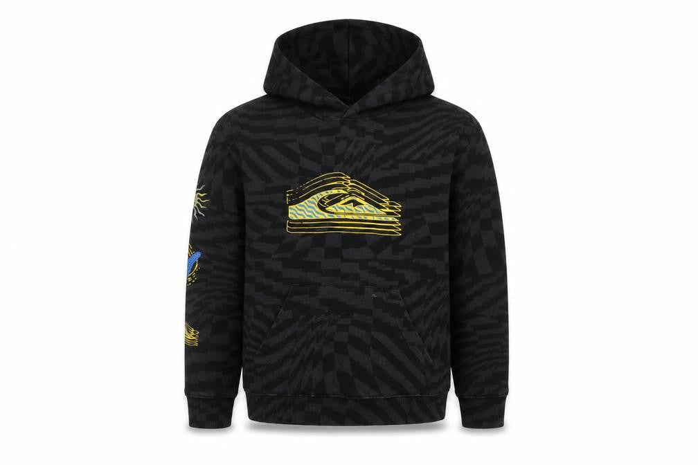 Quiksilver Boys Black Graphic Pullover Hoodie Size 10 Cotton Blend