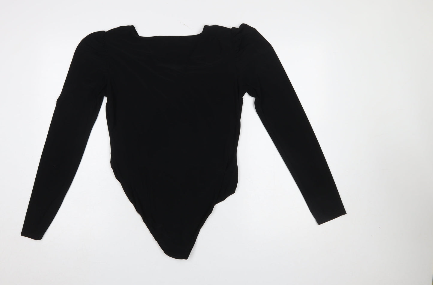 Quiz Women Black Long Sleeve Bodysuit Size 16 V-Neck Stretch Outfit