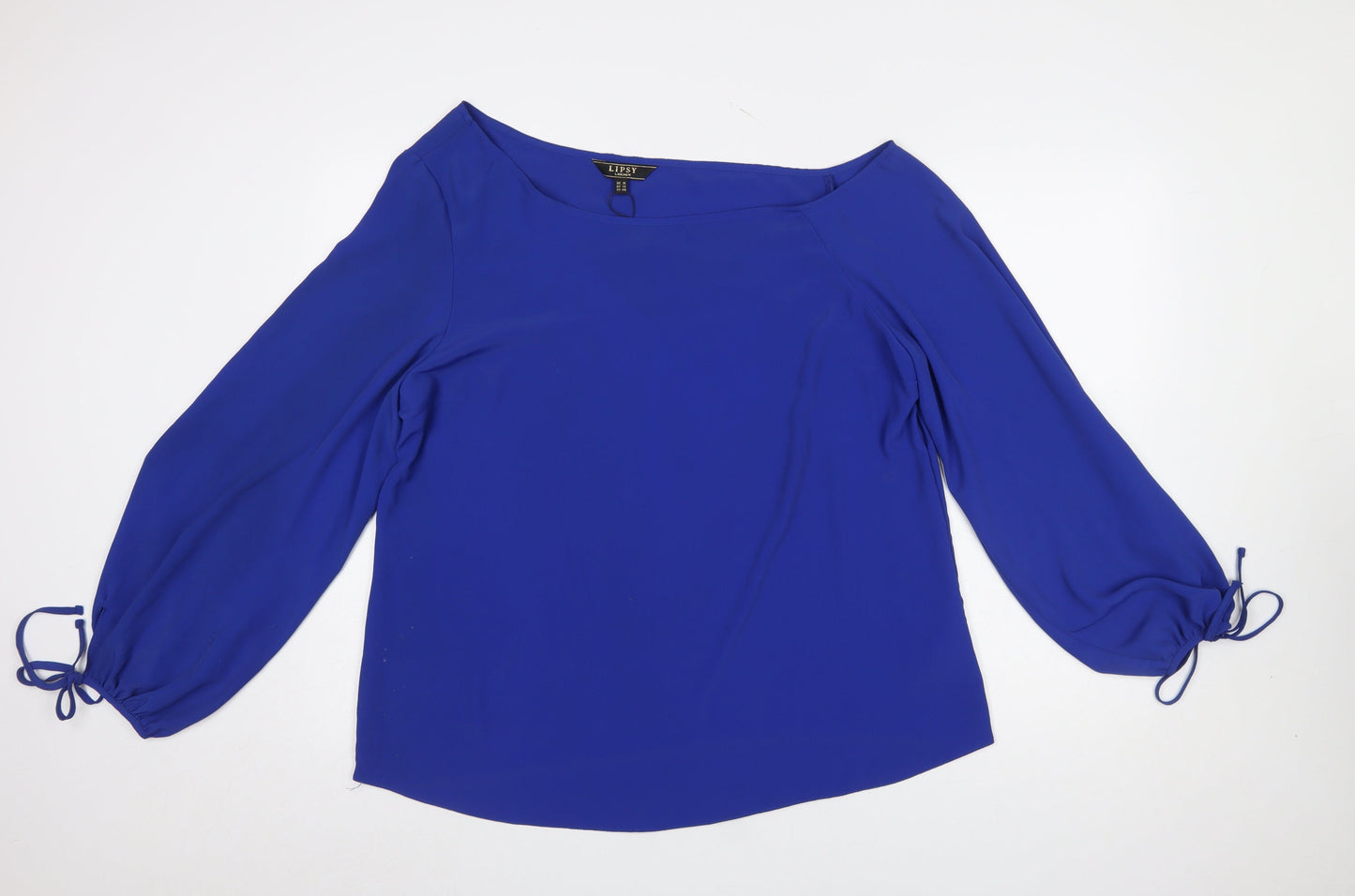 Lipsy Women Blue Tunic Blouse UK 18 Boat Neck 3/4 Sleeve