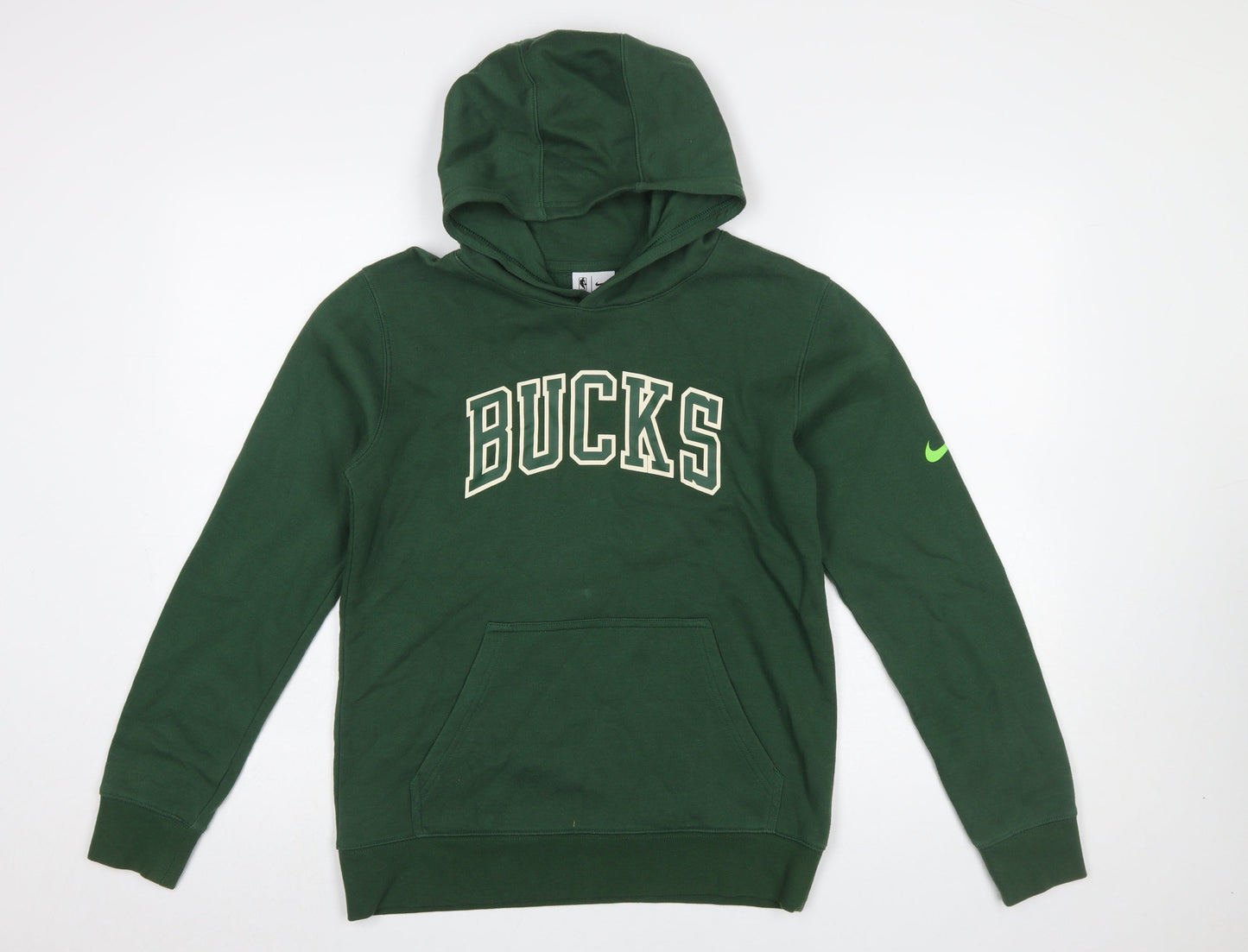Nike Boys Green Bucks Hoodie Size 14/16 L Pullover Cotton Blend NBA Sweatshirt