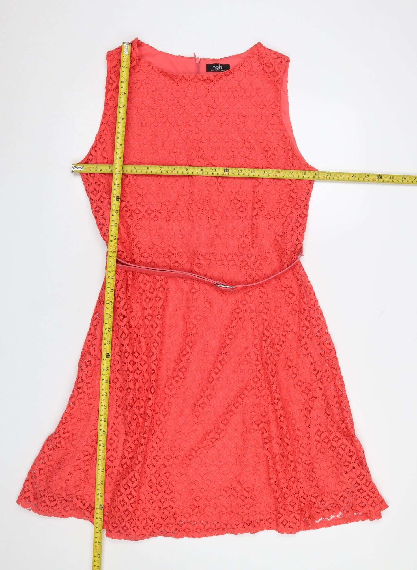 Wallis Women’s Pink Lace A-Line Sleeveless Knee Length Dress UK 16