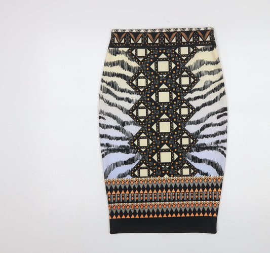 River Island Womens Multicoloured Geometric Stretch Pencil Skirt Size 8