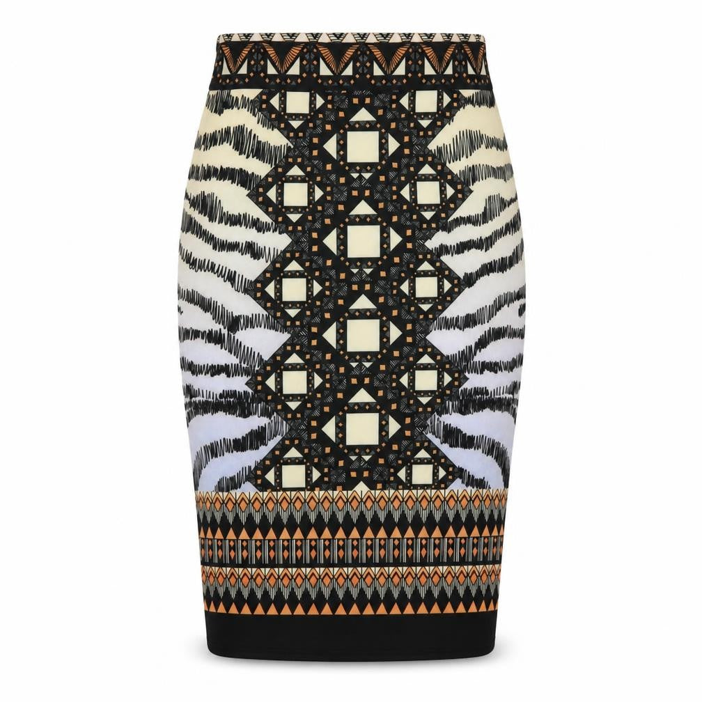 River Island Womens Multicoloured Geometric Stretch Pencil Skirt Size 8