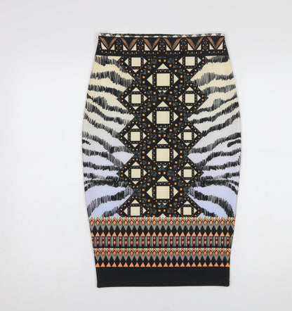 River Island Womens Multicoloured Geometric Stretch Pencil Skirt Size 8