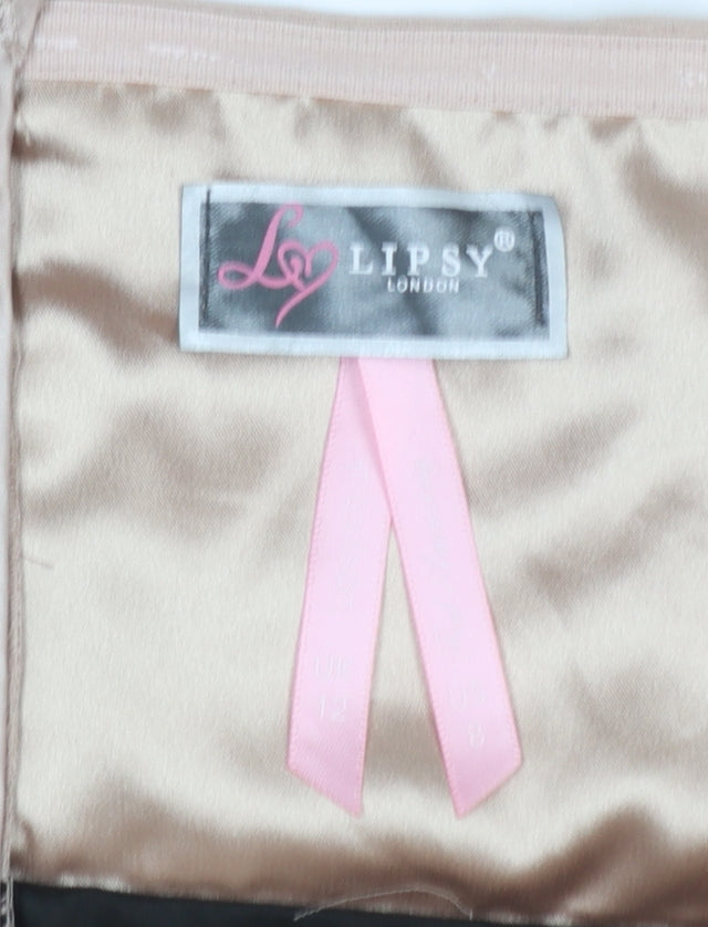 Lipsy Women’s Beige One Shoulder Ruched Bodycon Dress Size 8