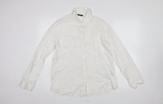 Massimo Dutti Women's White Button-Up Lyocell Shirt Size 10