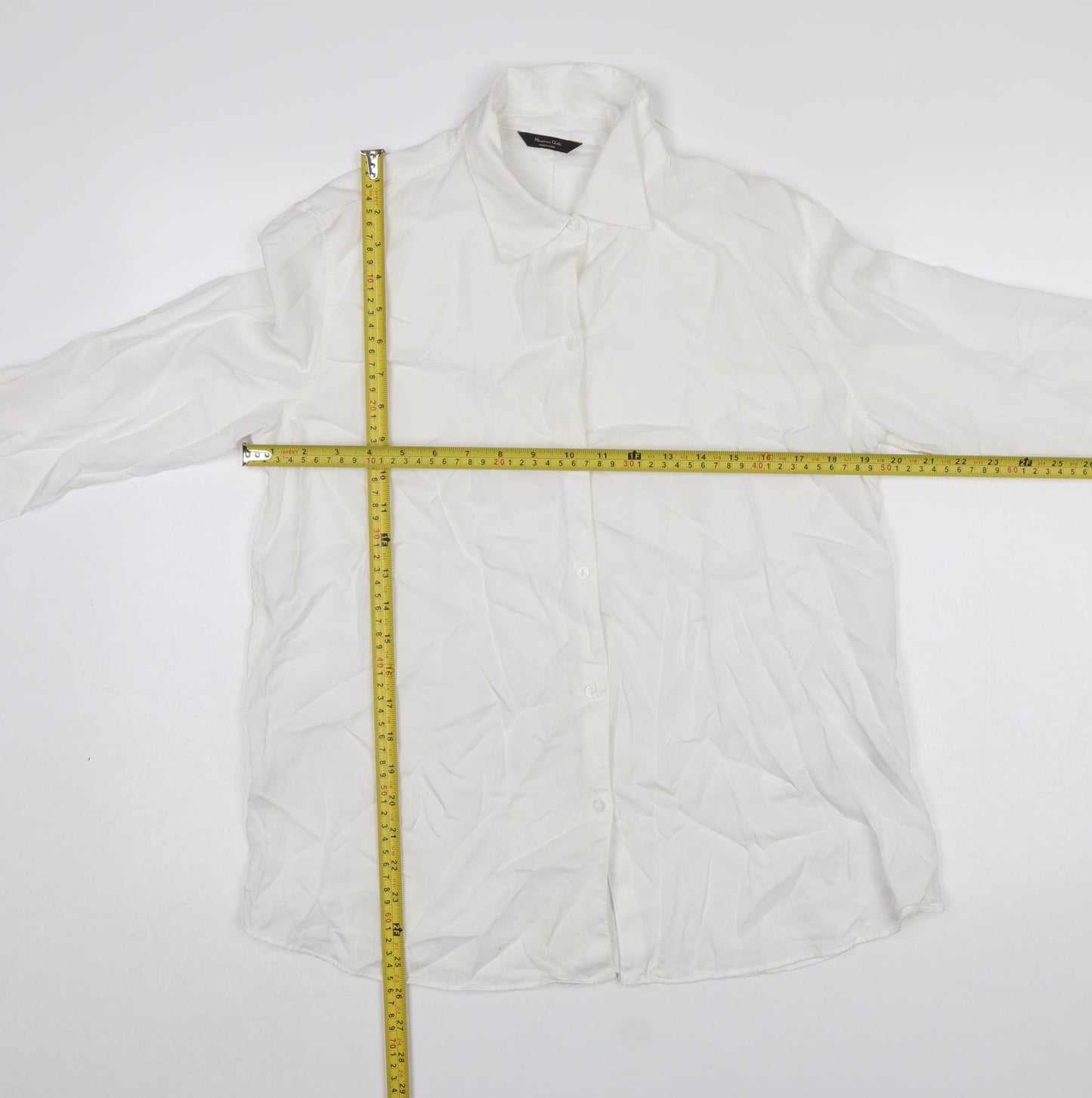 Massimo Dutti Women's White Button-Up Lyocell Shirt Size 10
