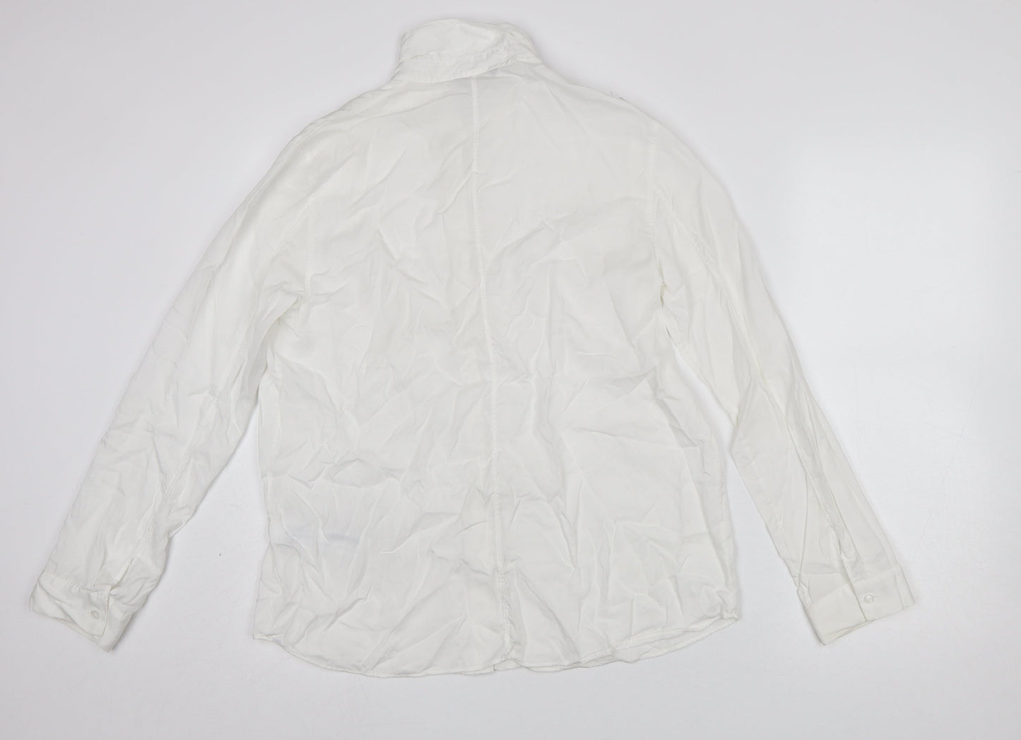 Massimo Dutti Women's White Button-Up Lyocell Shirt Size 10