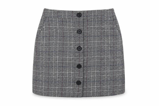 Marks & Spencer Women's Grey Check Button Front A-Line Skirt Size 12