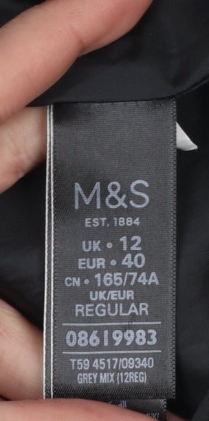 Marks and Spencer Women's Grey Check Button Front A-Line Skirt Size 12