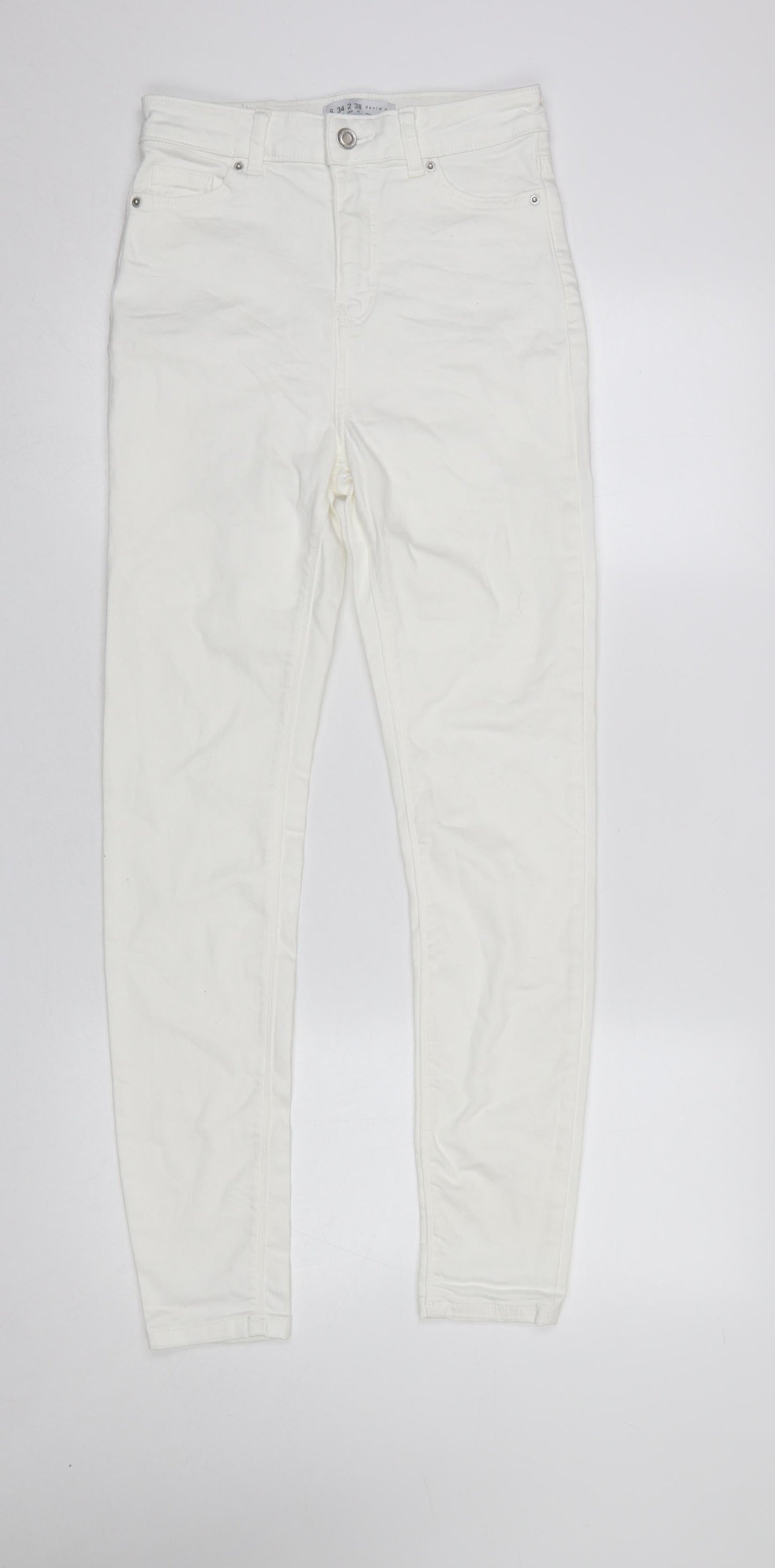 Primark Women White Skinny Jeans Size 6 High Rise Stretch Denim