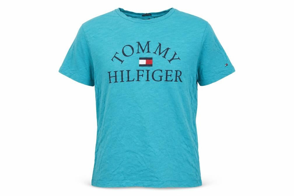 Tommy Hilfiger Boys Blue Cotton Logo T-Shirt Size 164 Short Sleeve