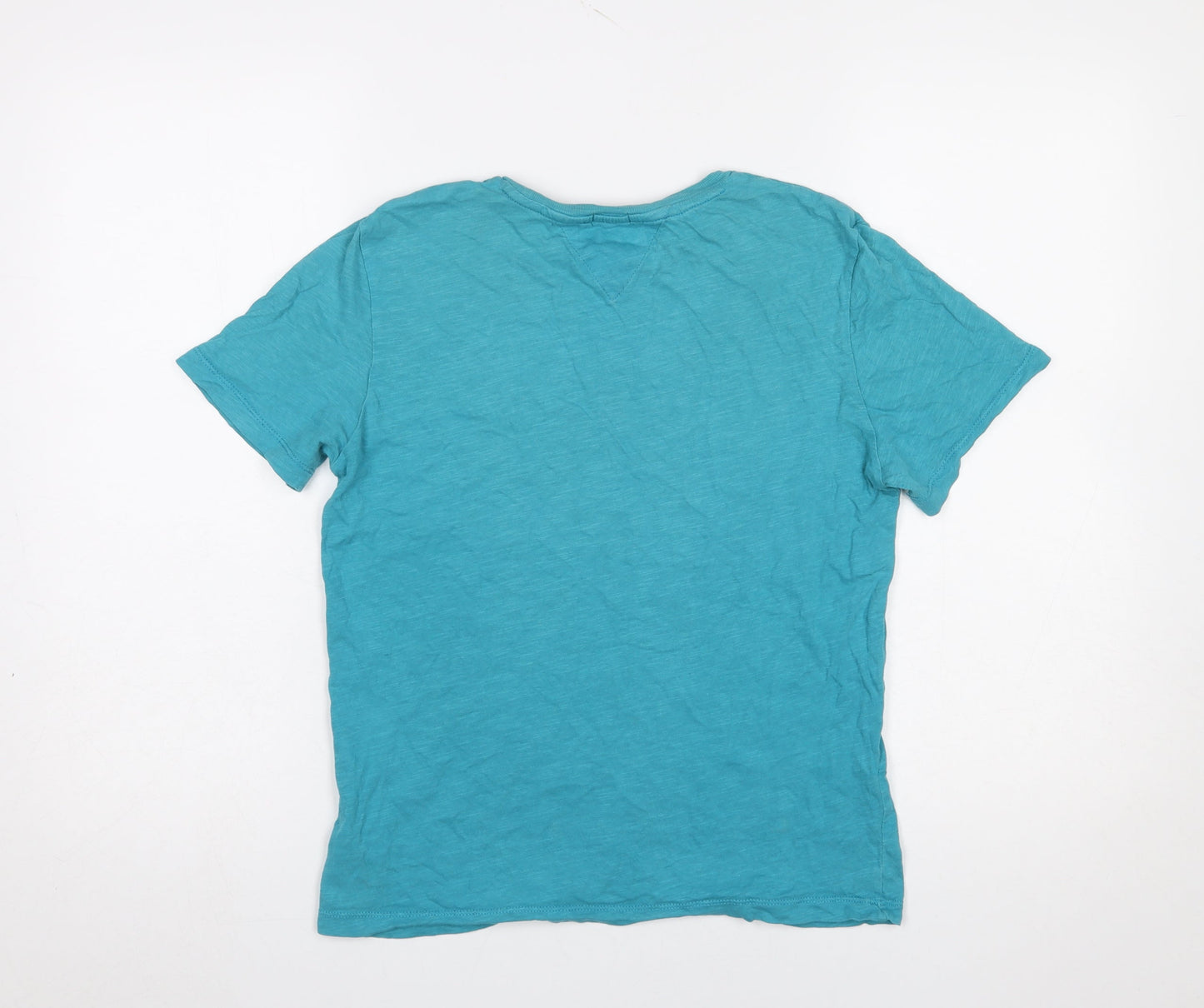 Tommy Hilfiger Boys Blue Cotton Logo T-Shirt Size 164 Short Sleeve