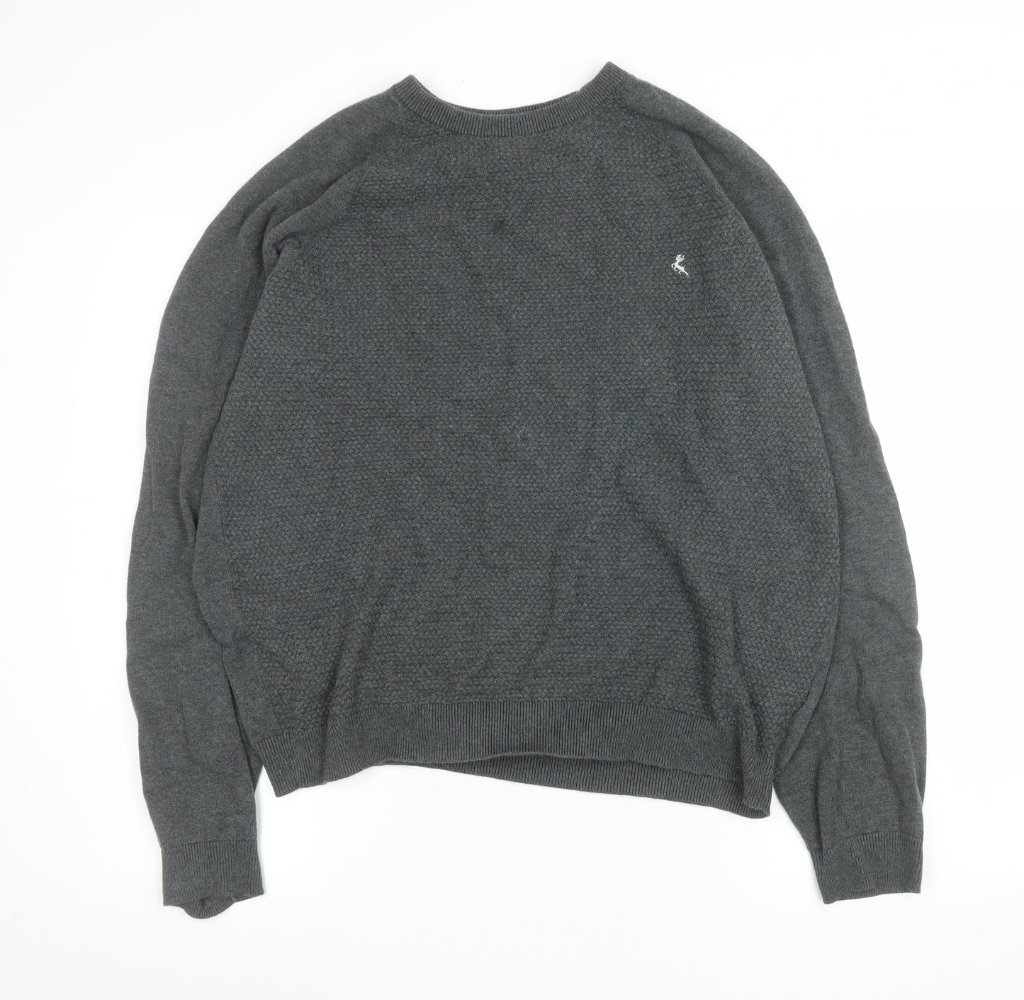 Holmes & Co Men’s Grey Cotton Knit Crew Neck Jumper XL