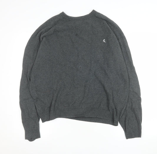 Holmes & Co Men’s Grey Cotton Knit Crew Neck Jumper XL