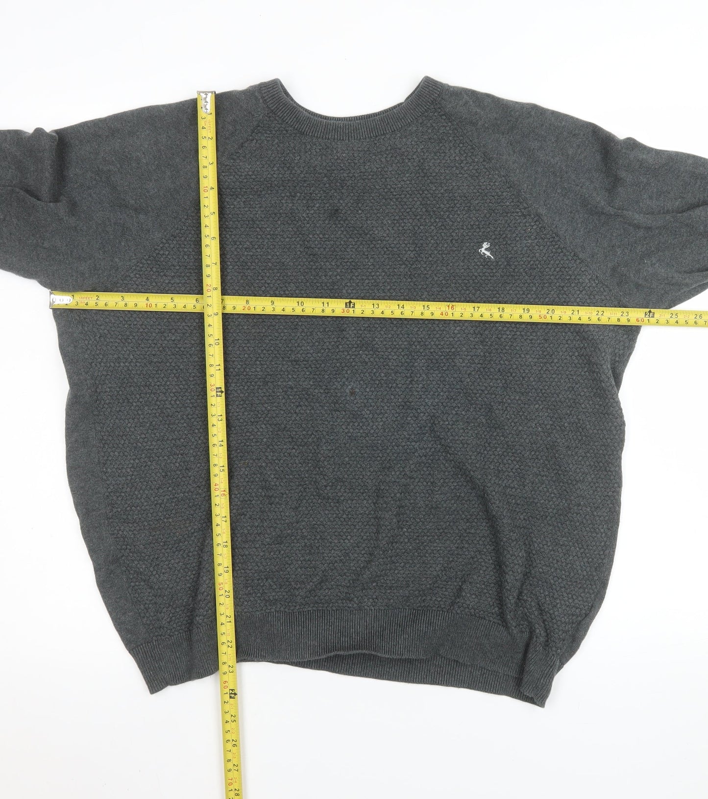 Holmes & Co Men’s Grey Cotton Knit Crew Neck Jumper XL