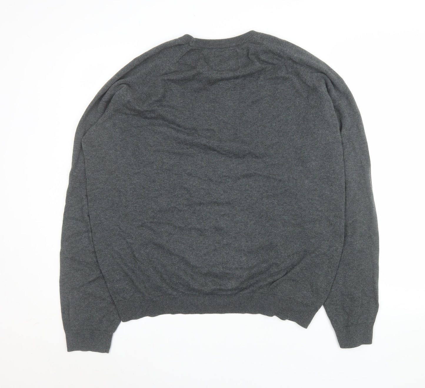 Holmes & Co Men’s Grey Cotton Knit Crew Neck Jumper XL