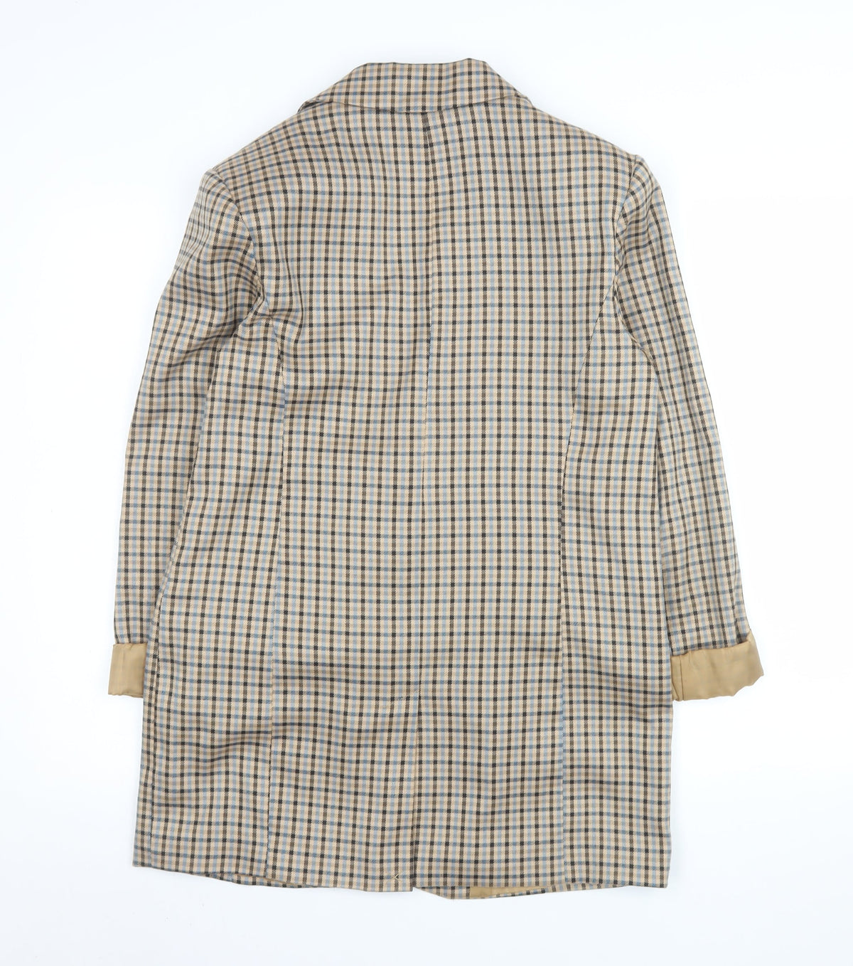 Primark Women Beige Check Single-Breasted Blazer Size 8