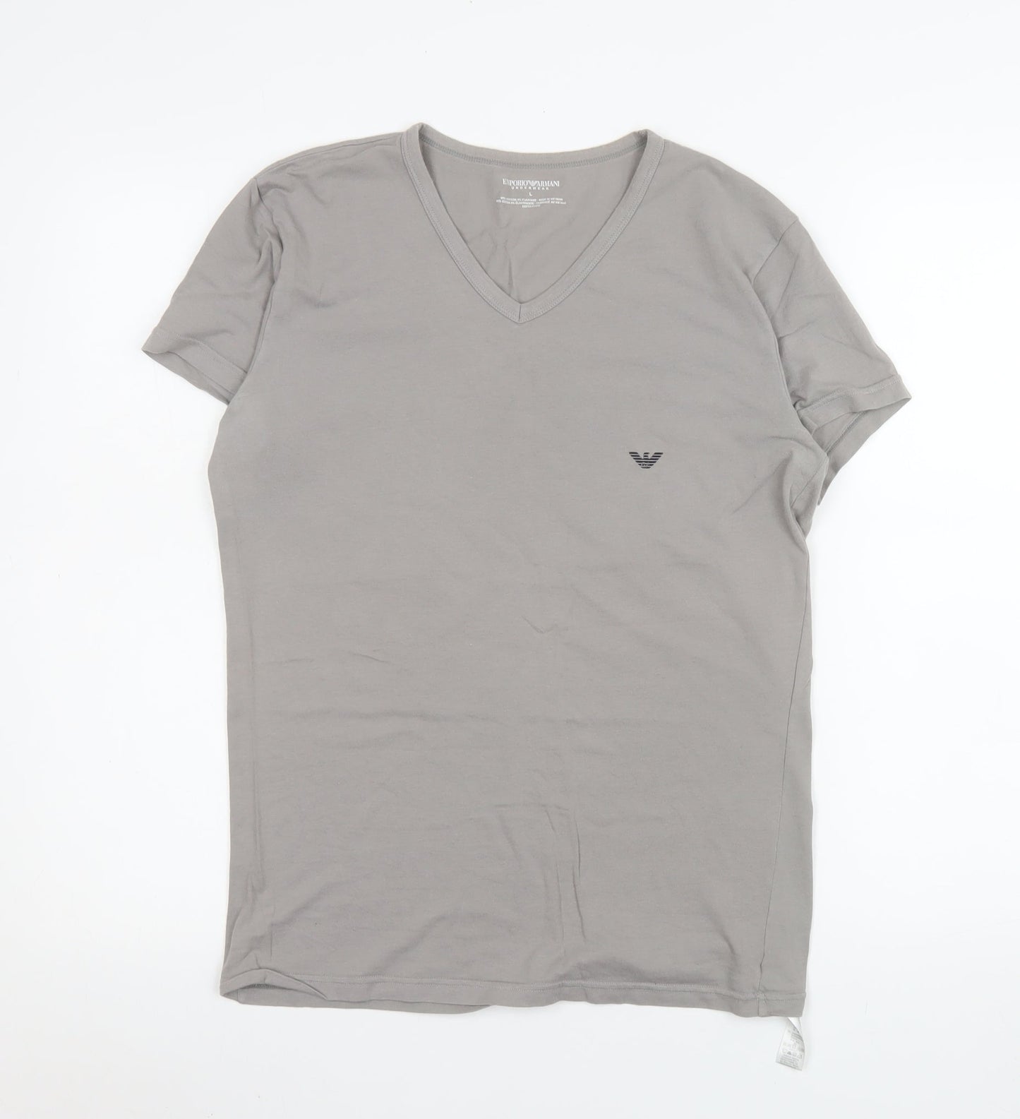Emporio Armani Men’s Grey V-Neck Short Sleeve T-Shirt Size L