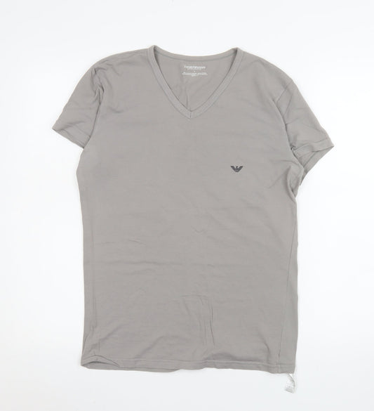 Emporio Armani Men’s Grey V-Neck Short Sleeve T-Shirt Size L