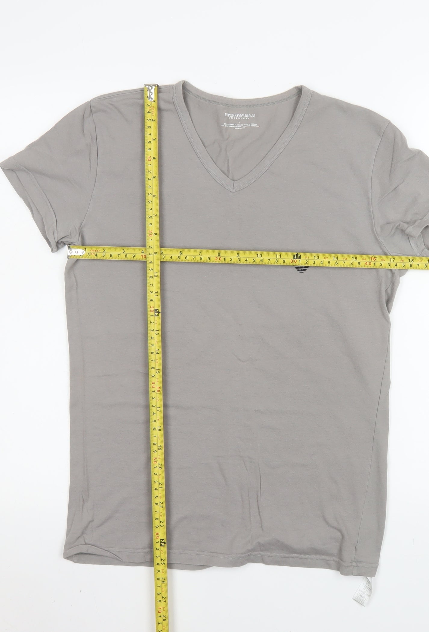 Emporio Armani Men’s Grey V-Neck Short Sleeve T-Shirt Size L