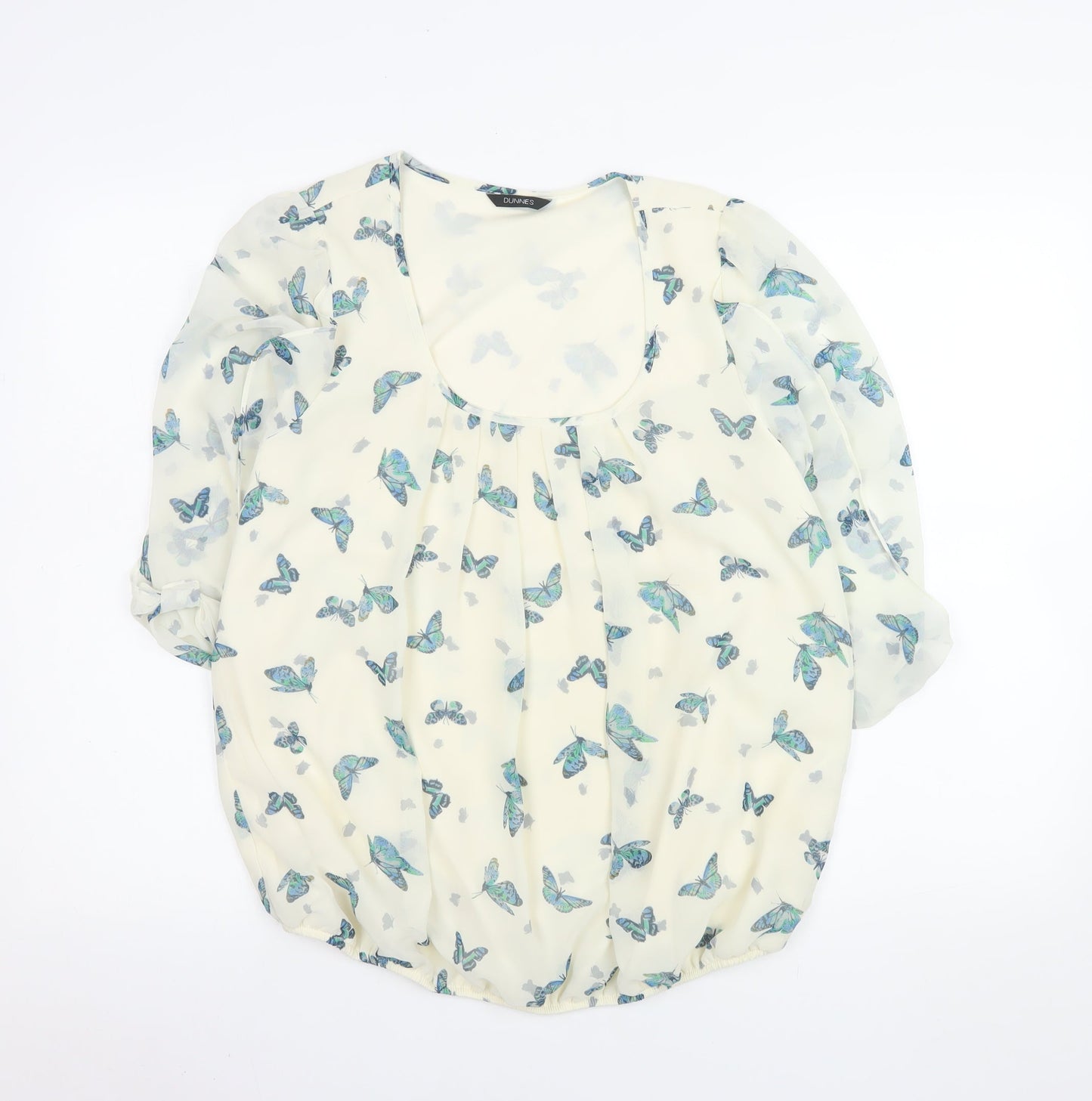 Dunnes Women’s Ivory Butterfly Chiffon Blouse Size 14 Tunic Style