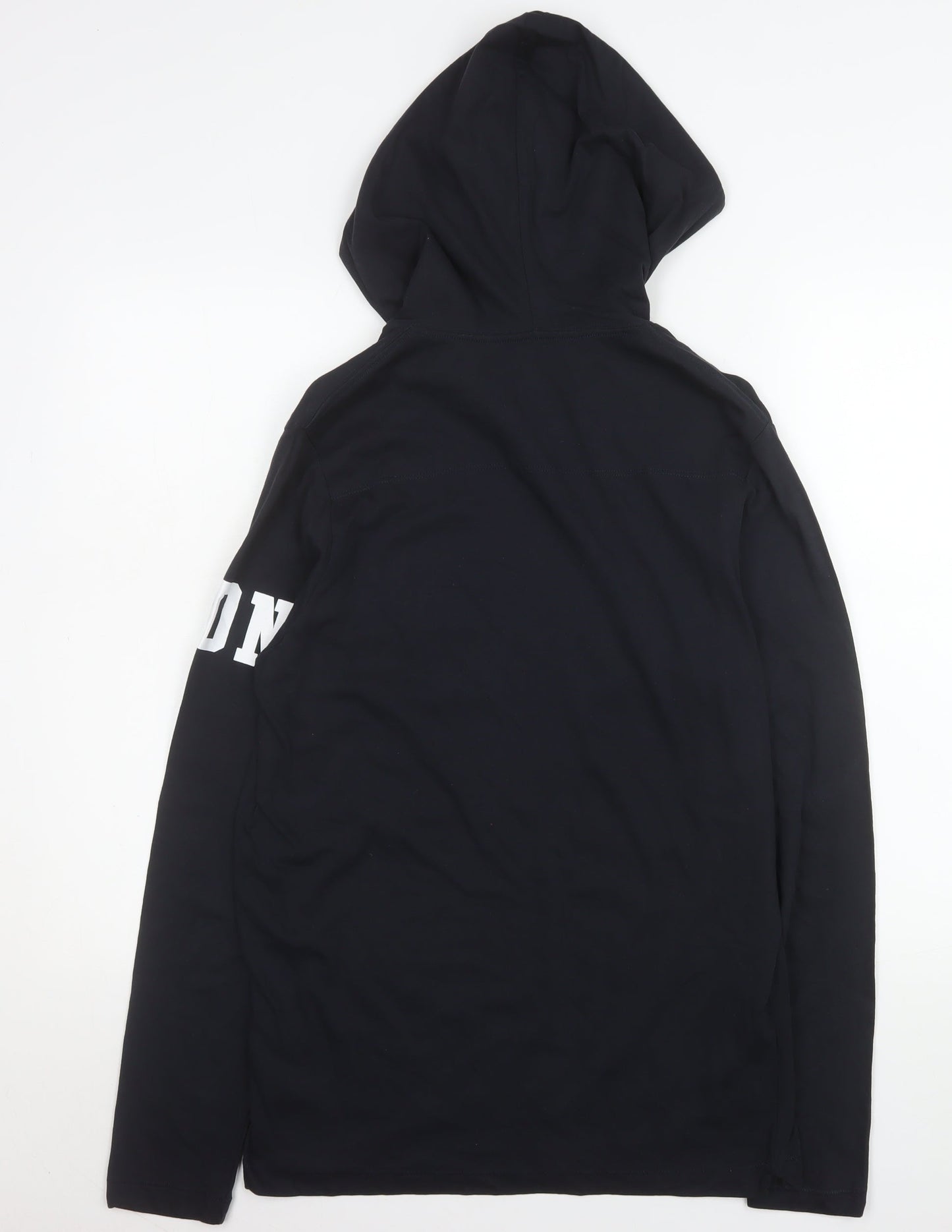 FCUK Women's Black Cotton Pullover Hoodie L Graphic Print Casual
