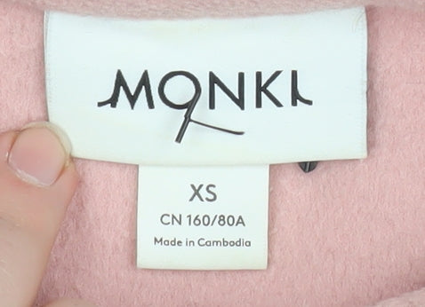 Monki Women Pink Fleece Button Jacket XS Relaxed Fit Casual