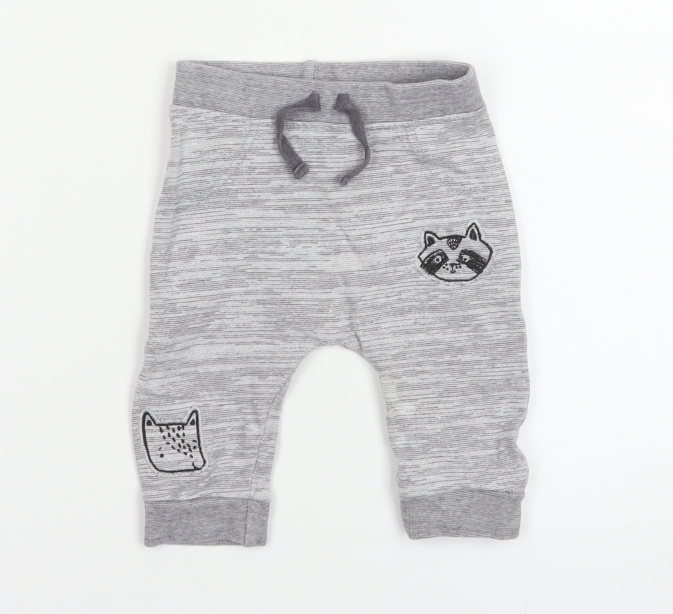 George Unisex Baby Grey Jogger Trousers 3-6 Months 100% Cotton Animal Print