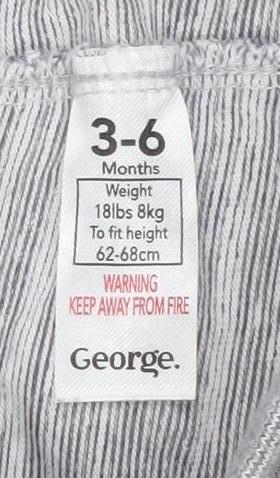 George Unisex Baby Grey Jogger Trousers 3-6 Months 100% Cotton Animal Print