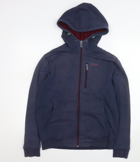 Outrage Men's Blue Medium Hooded Full Zip Cotton Blend Jacket