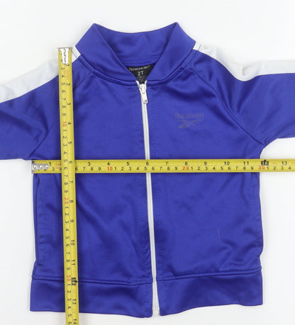 Back view of Reebok boys’ blue track jacket 2 years full zip lightweight sports