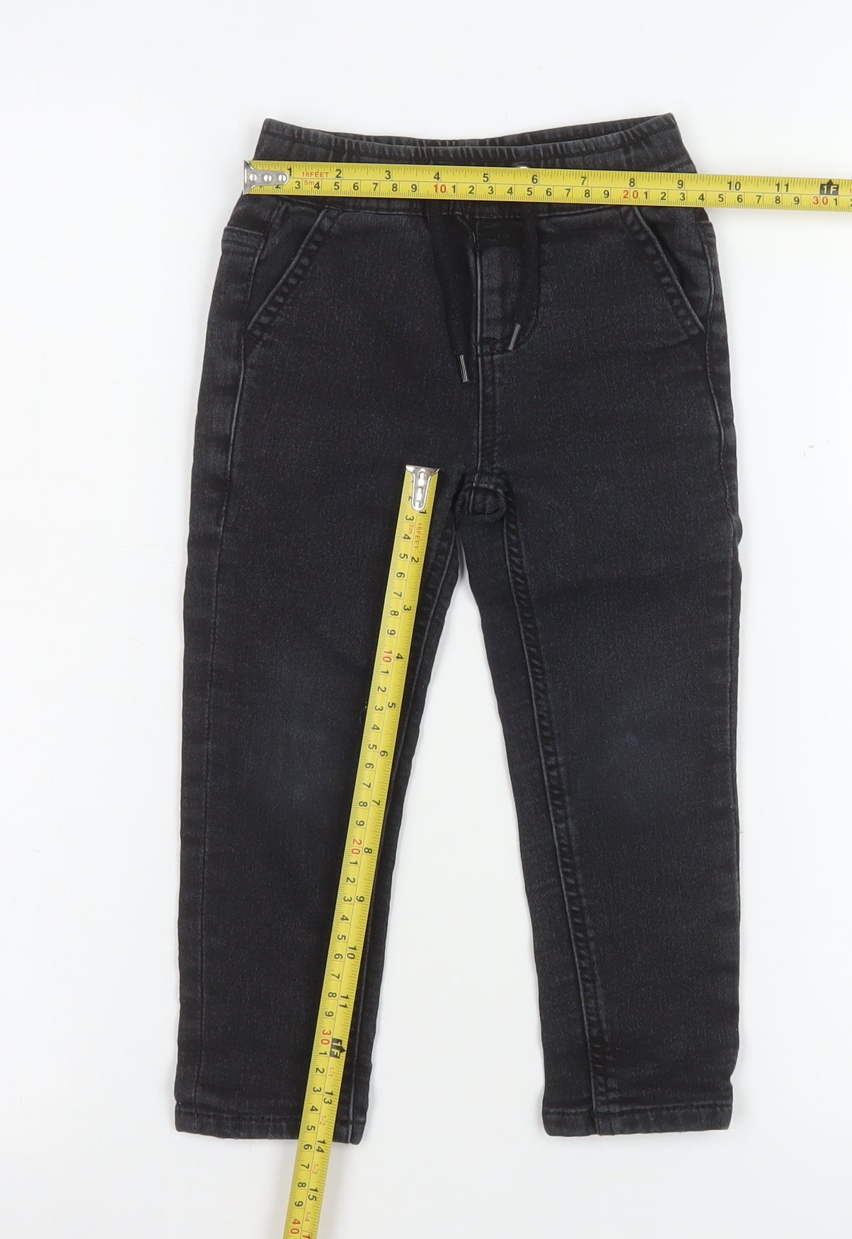 Dunnes Stores Boys Black Straight Jeans 2-3 Years Elastic Waist Denim