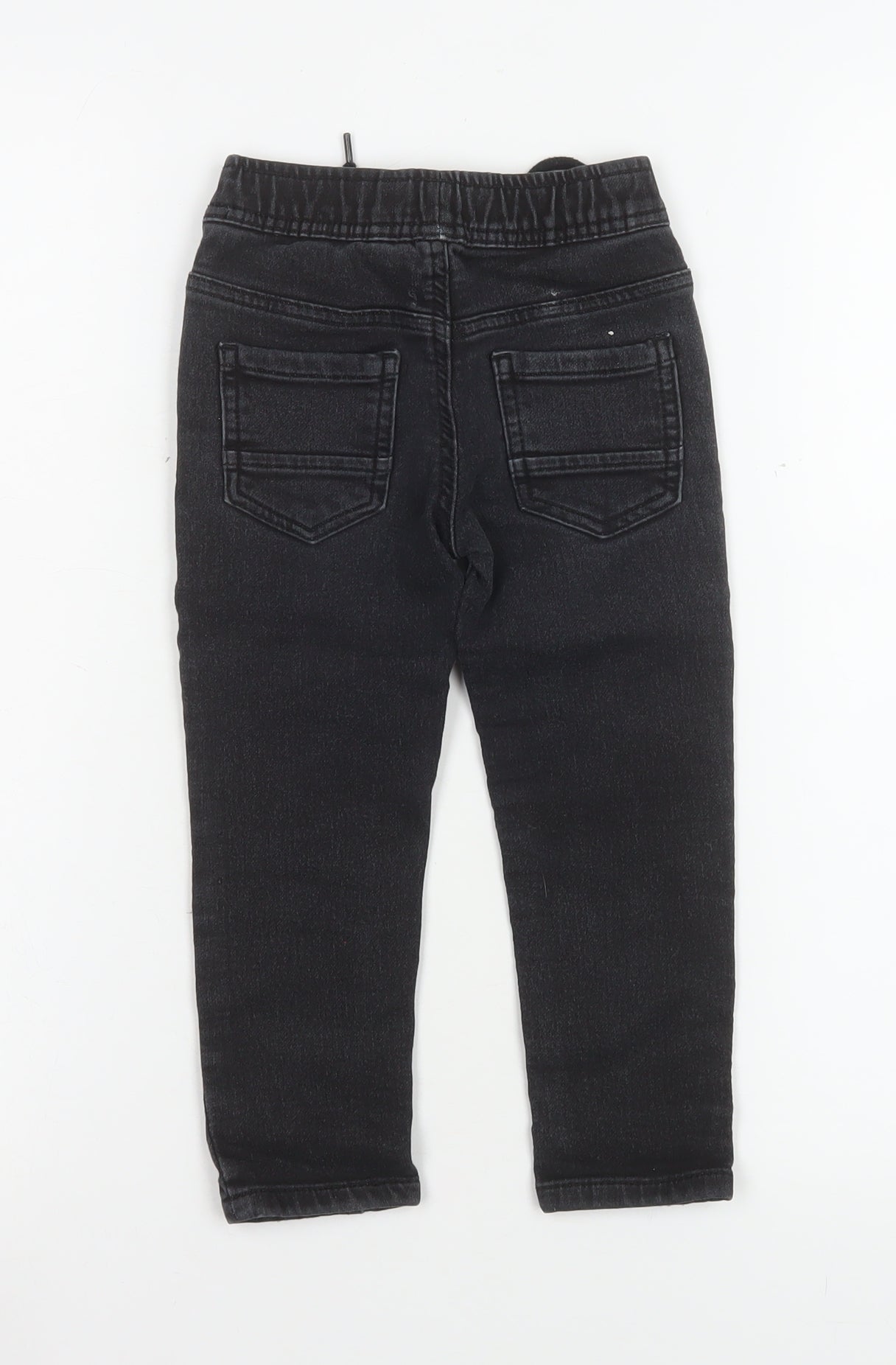 Dunnes Stores Boys Black Straight Jeans 2-3 Years Elastic Waist Denim
