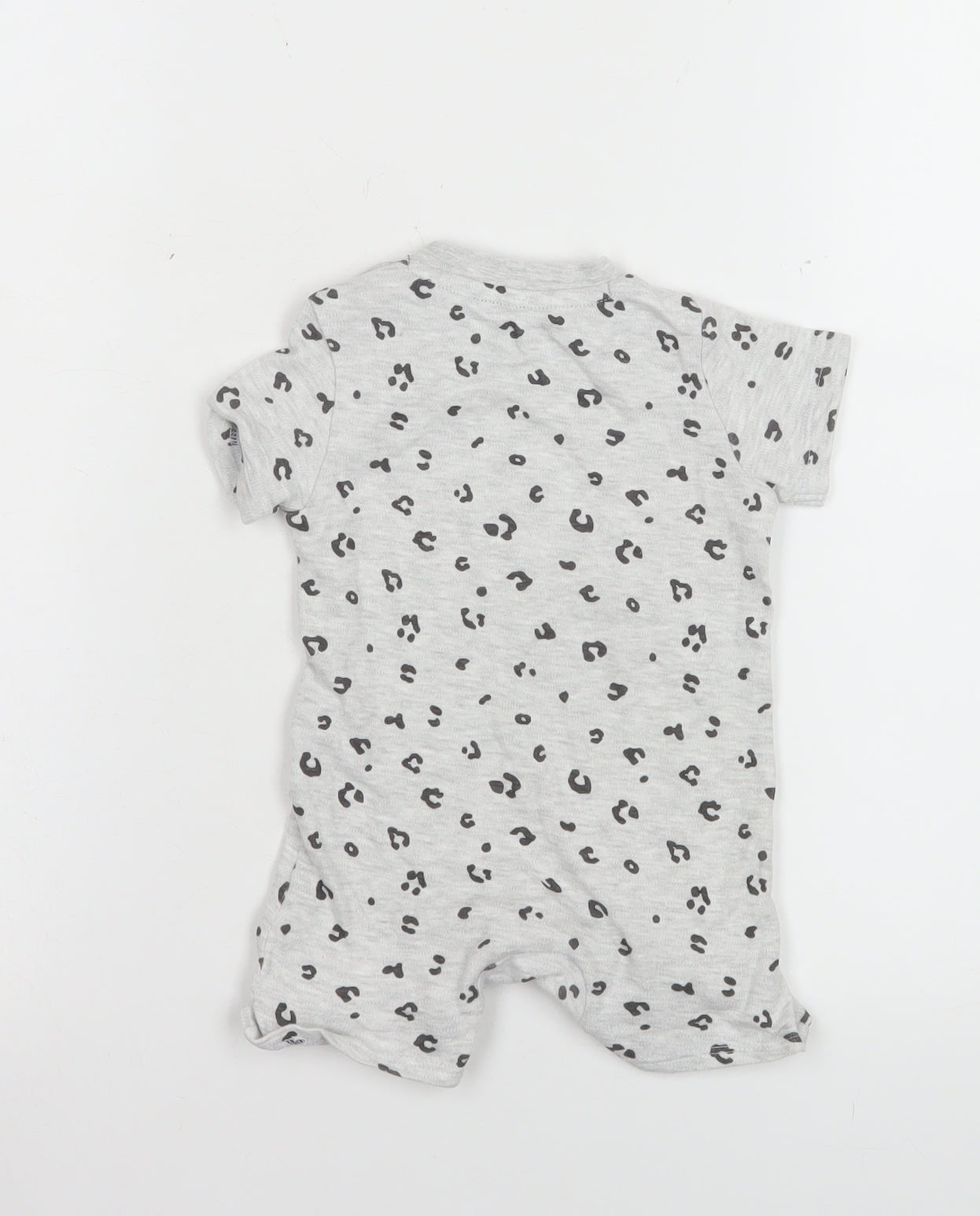 F&F Unisex Baby Grey Animal Print Romper 3-6 Months Cotton Blend Summer