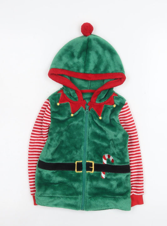 Dunnes Stores Boys Green Elf Christmas Hooded Jacket 2-3 Years