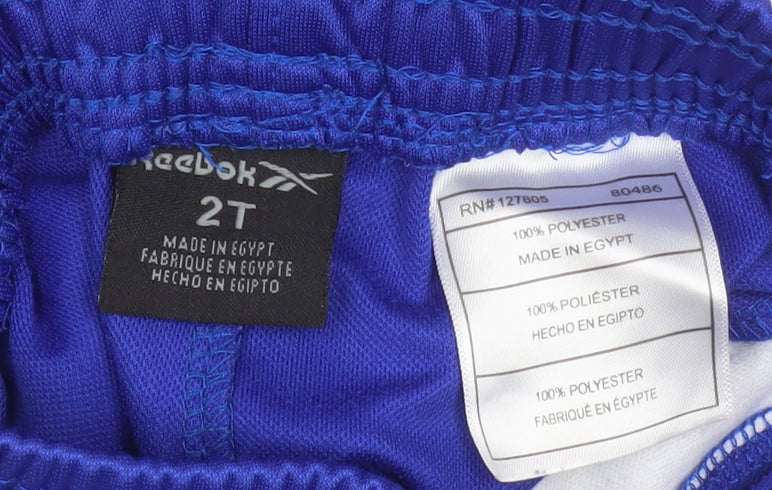 Reebok Boys Blue Track Pants 2 Years Elastic Waist Polyester Activewear