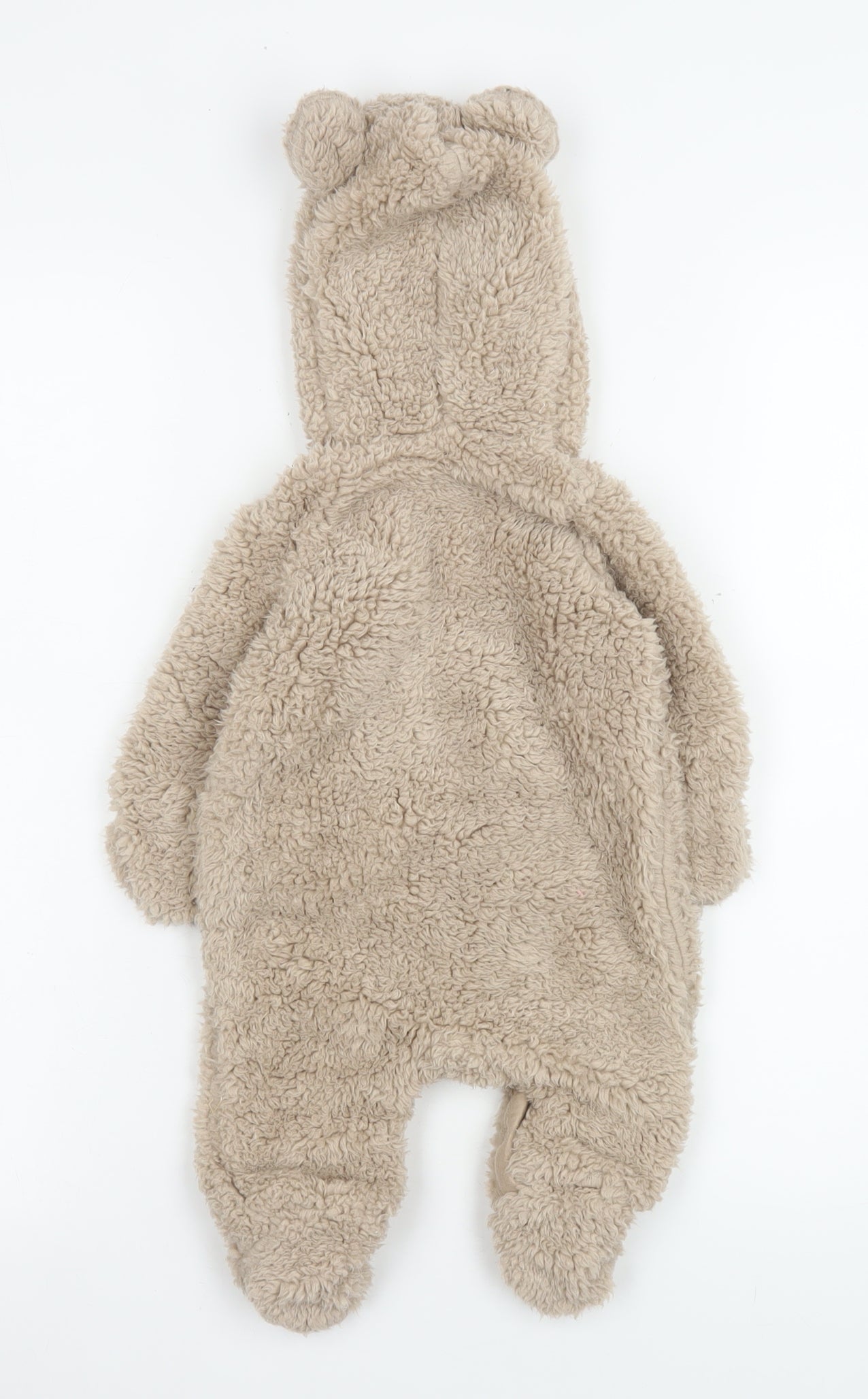 John Rocha Unisex Baby Beige Fleece Bear Hooded Coverall 0-3 Months