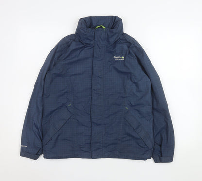 Additional front view of Regatta boys’ blue waterproof isotex rain coat jacket 11-12 years