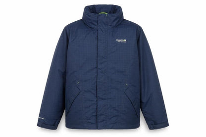 Front view of Regatta boys’ blue waterproof isotex rain coat jacket 11-12 years