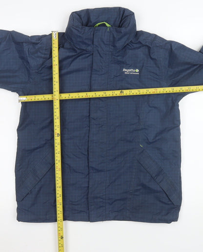Back view of Regatta boys’ blue waterproof isotex rain coat jacket 11-12 years