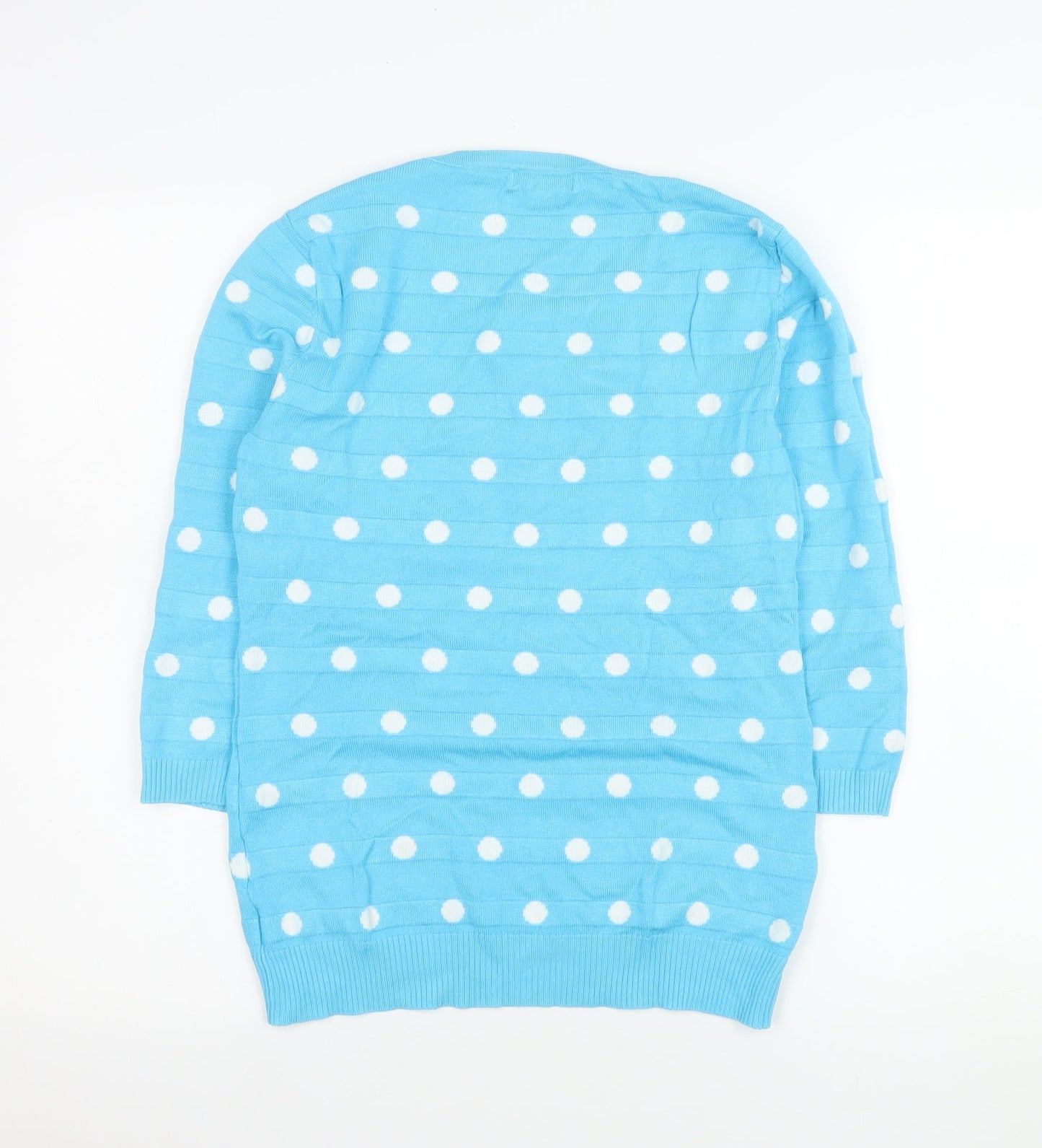 Menarys Women's Blue Polka Dot Crew Neck Long Sleeve Pullover Jumper Size S