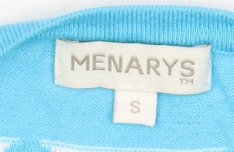 Menarys Women's Blue Polka Dot Crew Neck Long Sleeve Pullover Jumper Size S