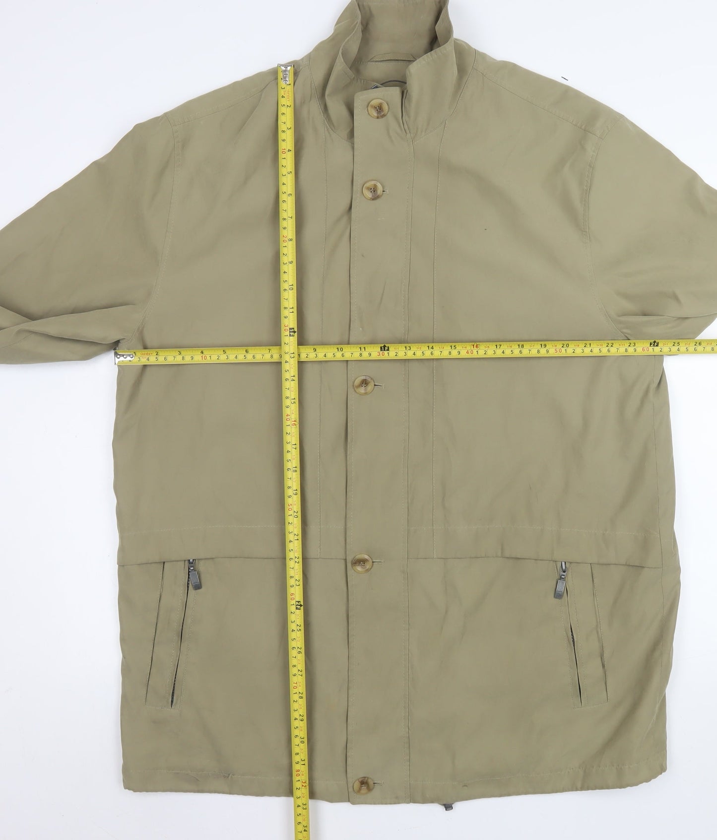 Frank Eden Men’s Beige Mid-Length Basic Jacket Size 44 Polyester