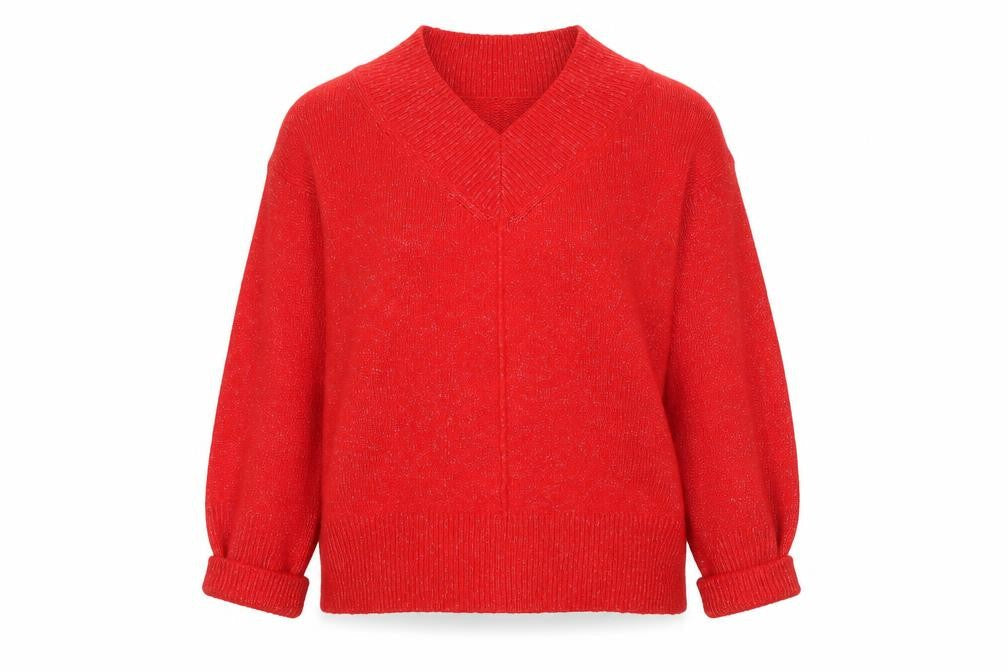 Dunnes Stores Womens Red V-Neck Pullover Knit Jumper XS