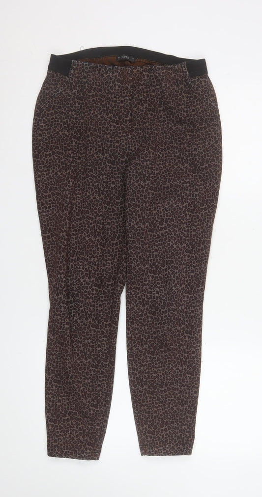 Dunnes Women Brown Animal Print Slim Leg Stretch Leggings M